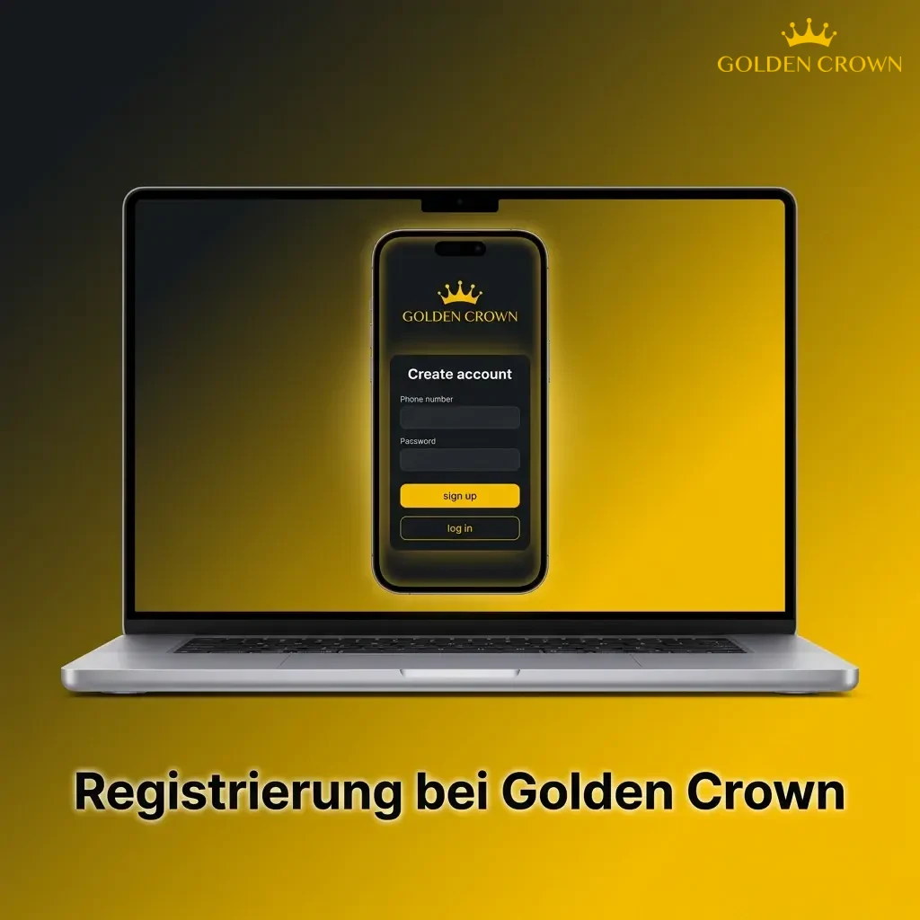 Golden Crown Registrierungsprozess: Formular mit E-Mail, Passwort und persönlichen Daten in 5 Schritten