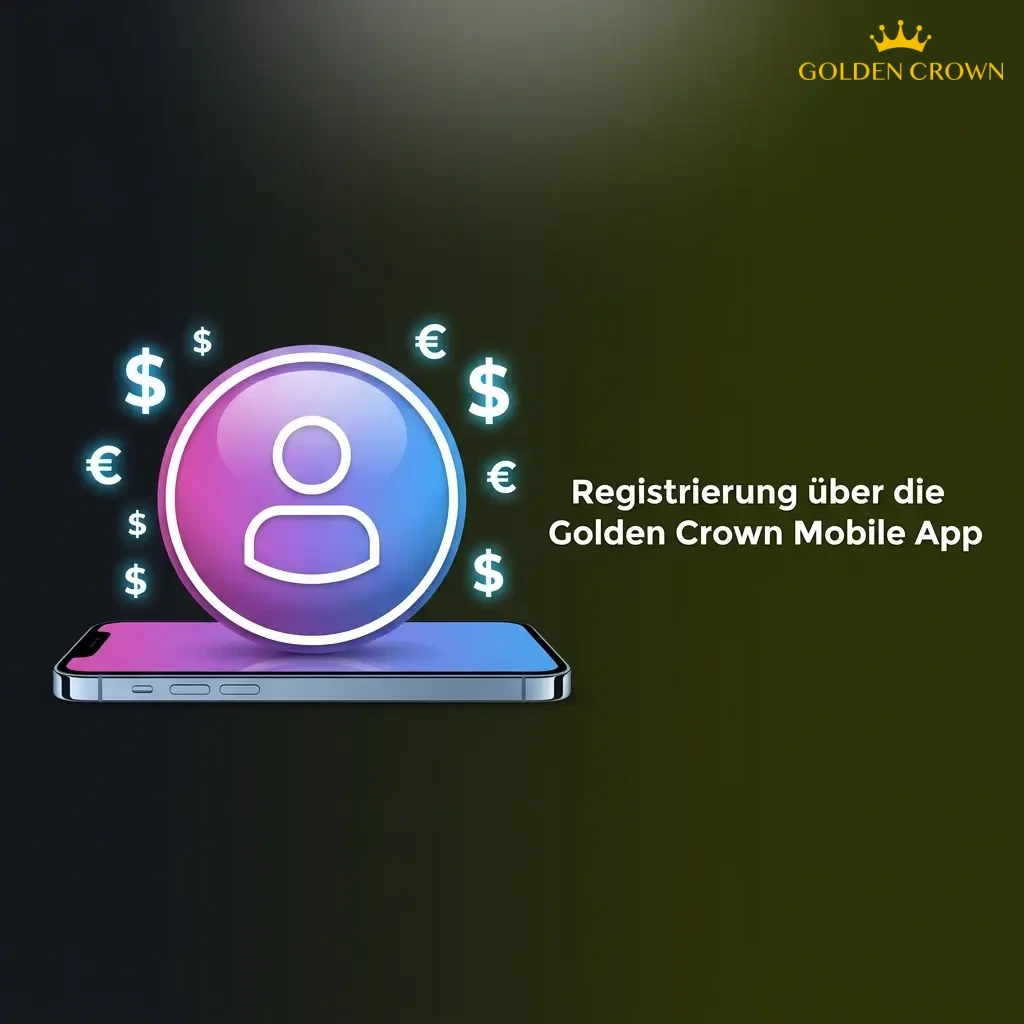 Golden Crown Mobile App Registrierungsbildschirm mit Formularfeldern für Name, E-Mail und persönliche Daten